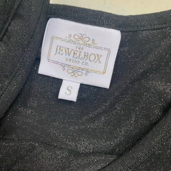 Jewel Box Tiered - Black, Metallic-Silver Maxi Dress – Women’s Size Small - Picture 5 of 8